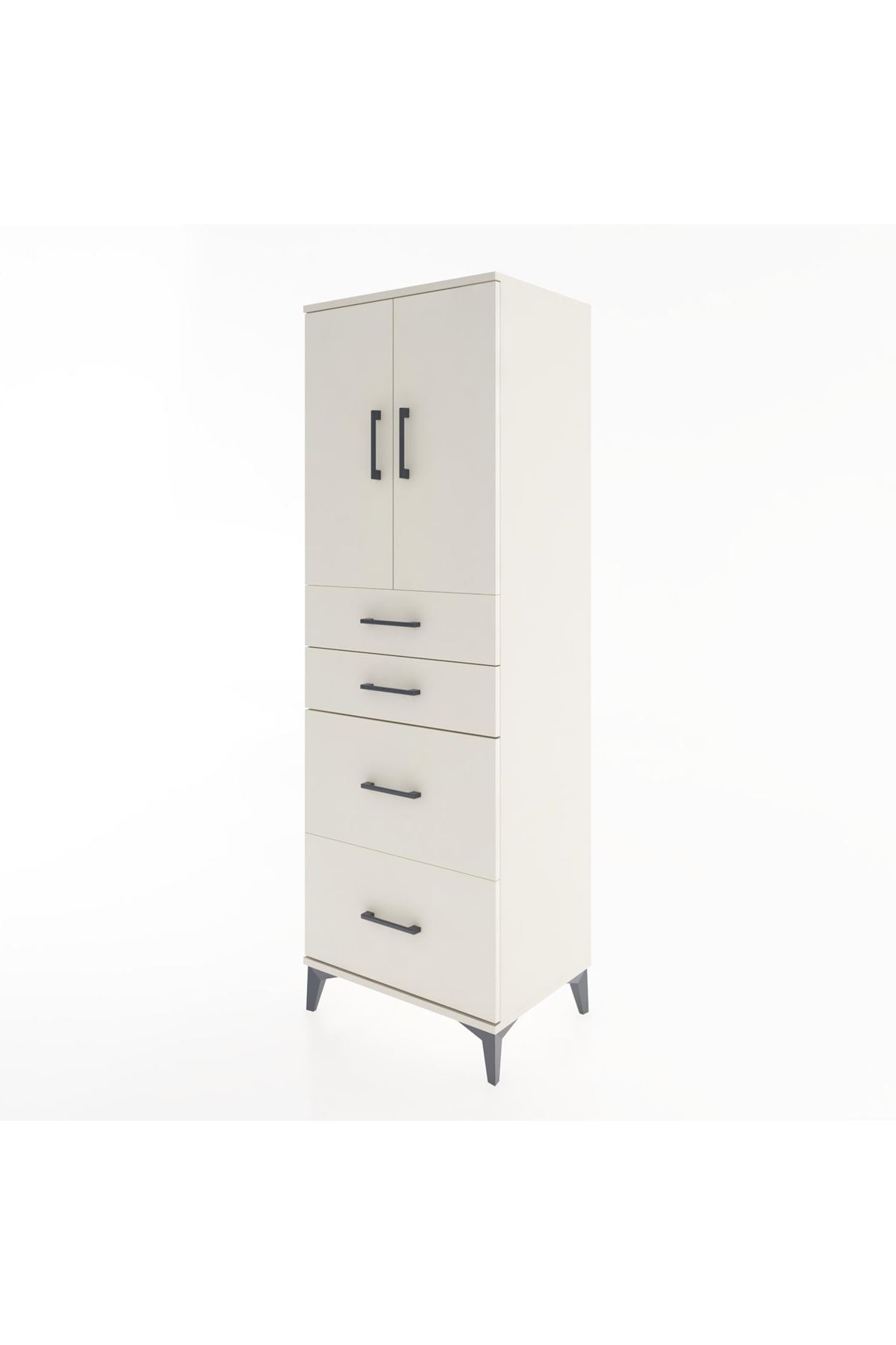 Hyperion Dolap Tek Raflı 4 Çekmeceli 2 Kapaklı 60x44x182 - S56M019V1B