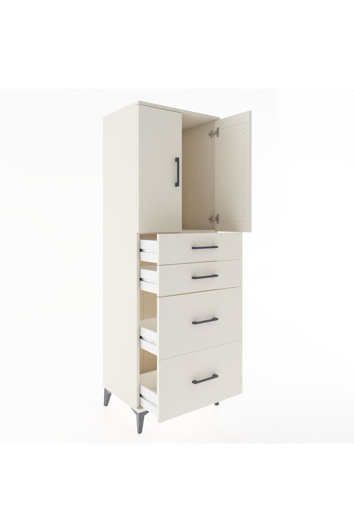 Hyperion Dolap Tek Raflı 4 Çekmeceli 2 Kapaklı 60x44x182 - S56M019V1B