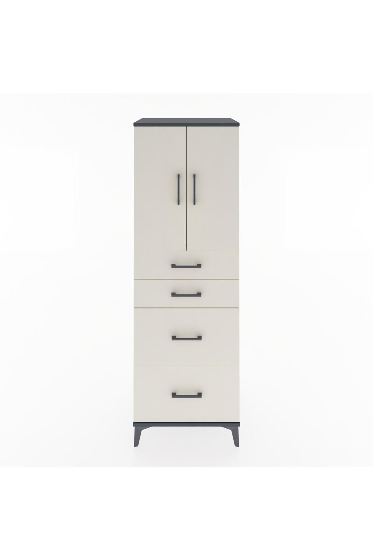 Hyperion Dolap Tek Raflı 4 Çekmeceli 2 Kapaklı 60x44x182 - S56M019V4B