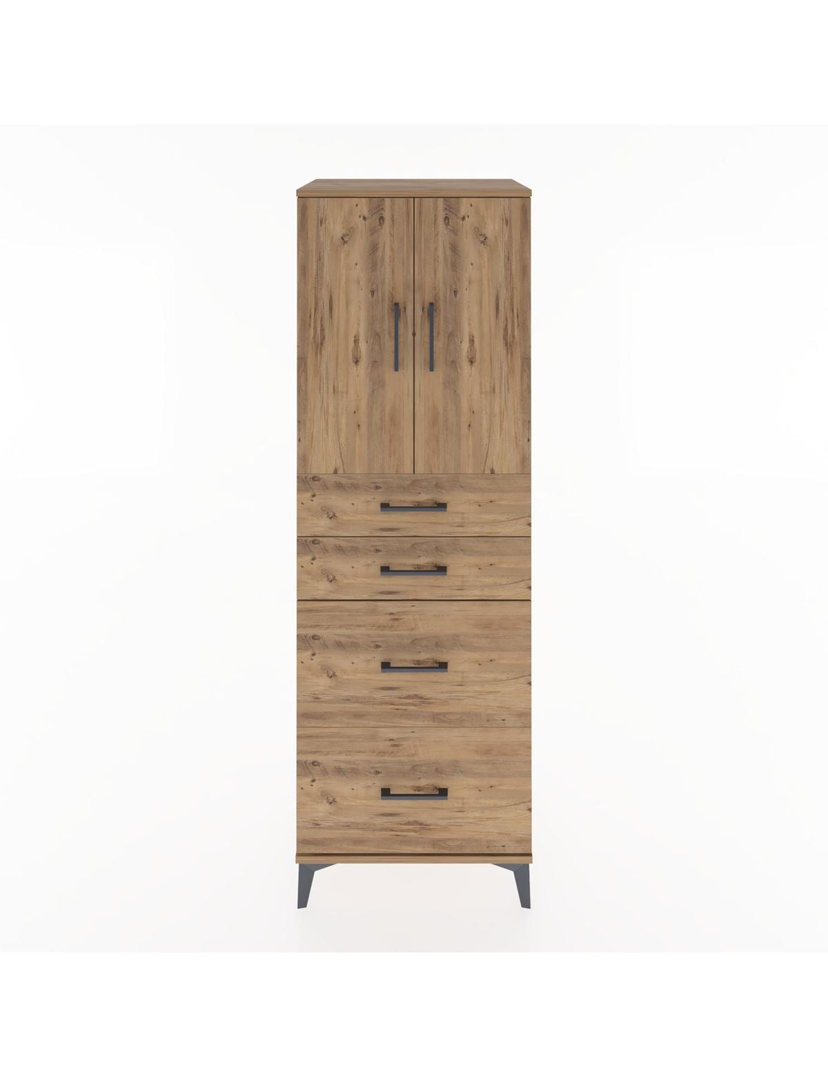 Hyperion Dolap Tek Raflı 4 Çekmeceli 2 Kapaklı 60x44x182 - S56M019V9B
