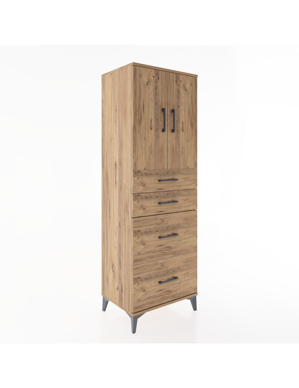 Hyperion Dolap Tek Raflı 4 Çekmeceli 2 Kapaklı 60x44x182 - S56M019V9B