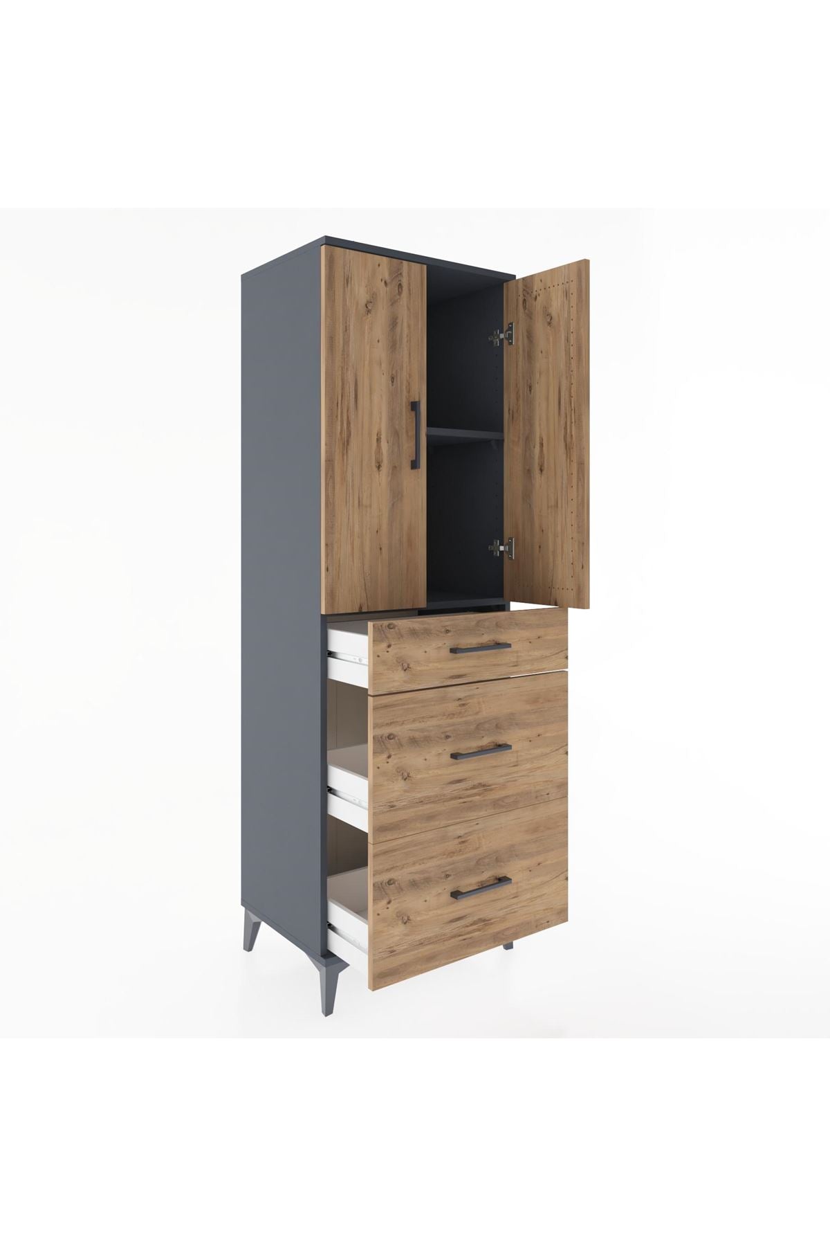 Hyperion Dolap 2 Raflı 3 Çekmeceli 2 Kapaklı 60x44x182 - S56M020V6B