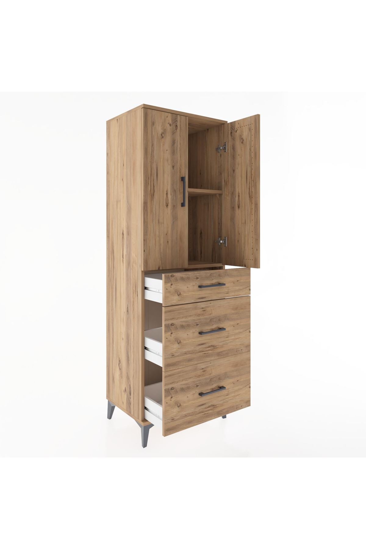 Hyperion Dolap 2 Raflı 3 Çekmeceli 2 Kapaklı 60x44x182 - S56M020V9B