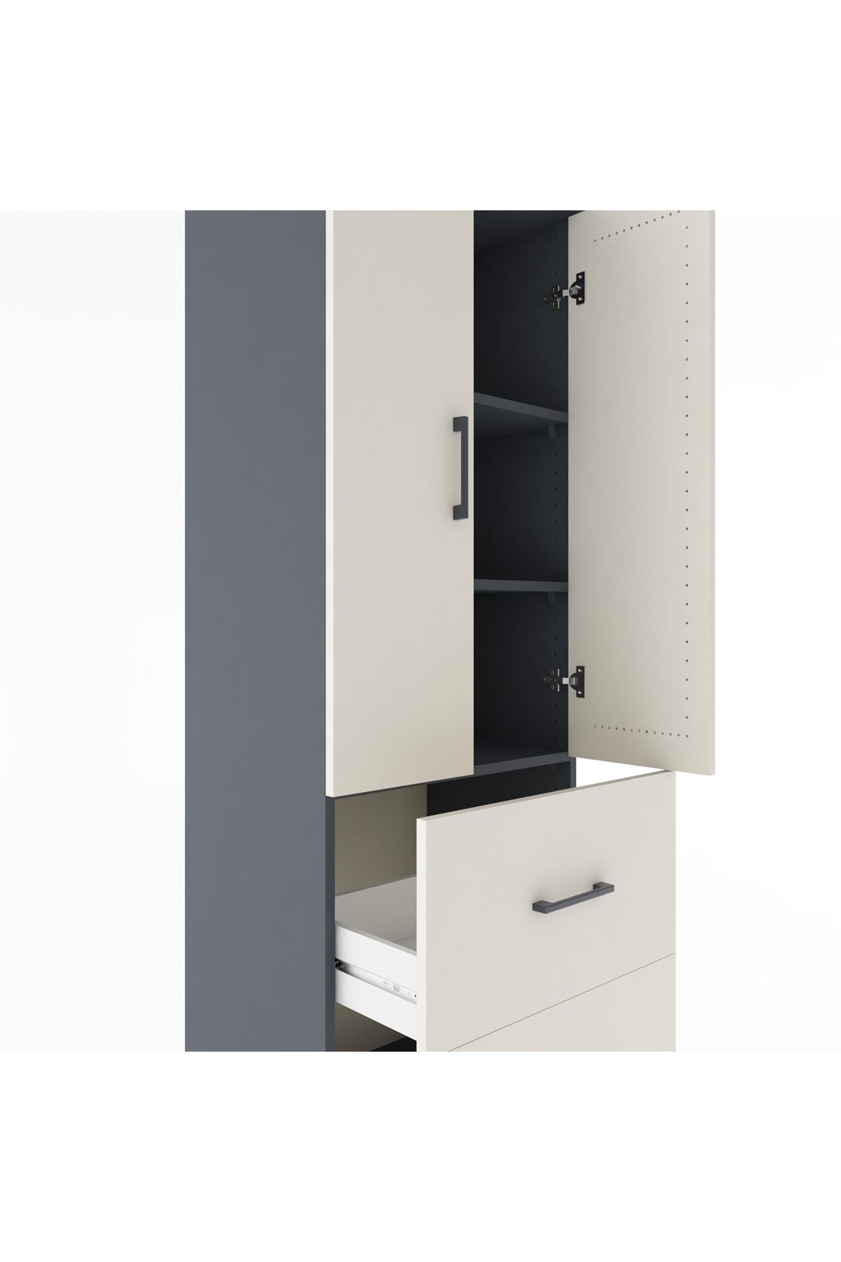 Hyperion Dolap 3 Raflı 2 Çekmeceli 2 Kapaklı 60x44x182 - S56M021V4B