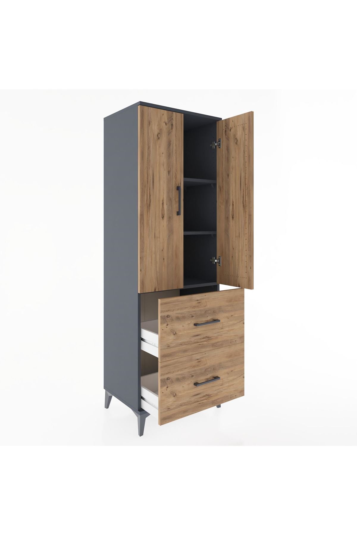 Hyperion Dolap 3 Raflı 2 Çekmeceli 2 Kapaklı 60x44x182 - S56M021V6B