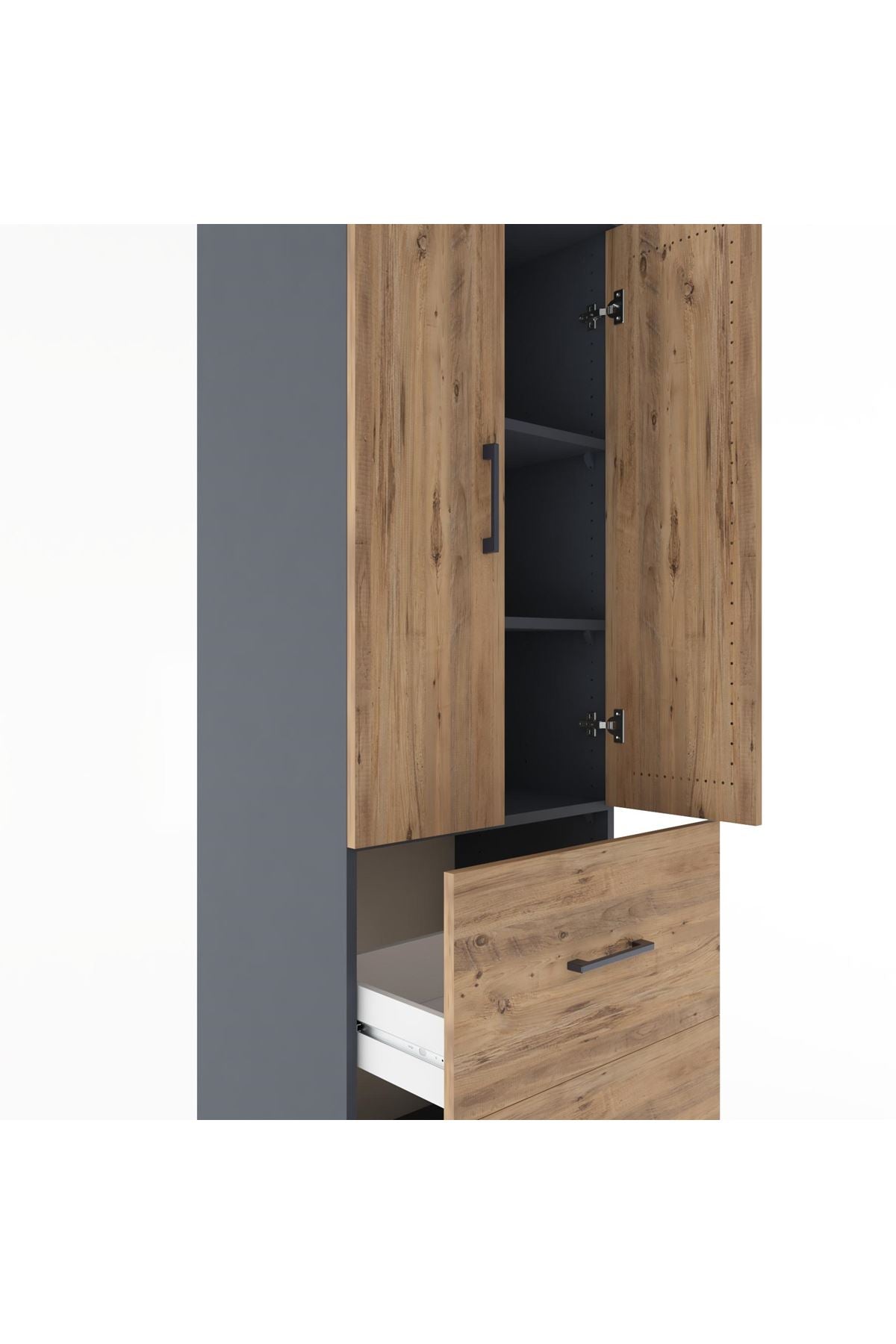 Hyperion Dolap 3 Raflı 2 Çekmeceli 2 Kapaklı 60x44x182 - S56M021V6B