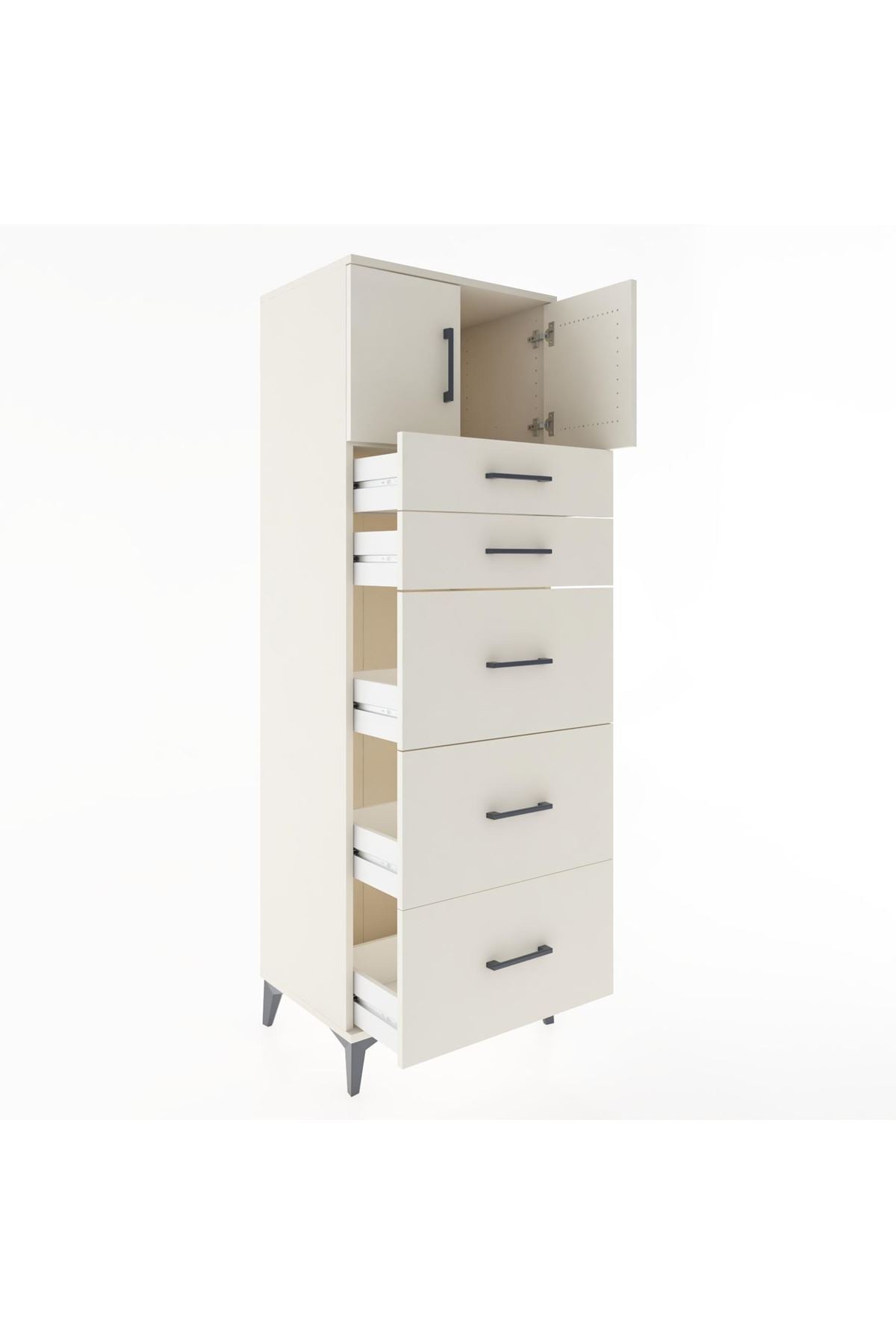 Hyperion Dolap Tek Raflı 5 Çekmeceli 2 Kapaklı 60x44x182 - S56M022V1B