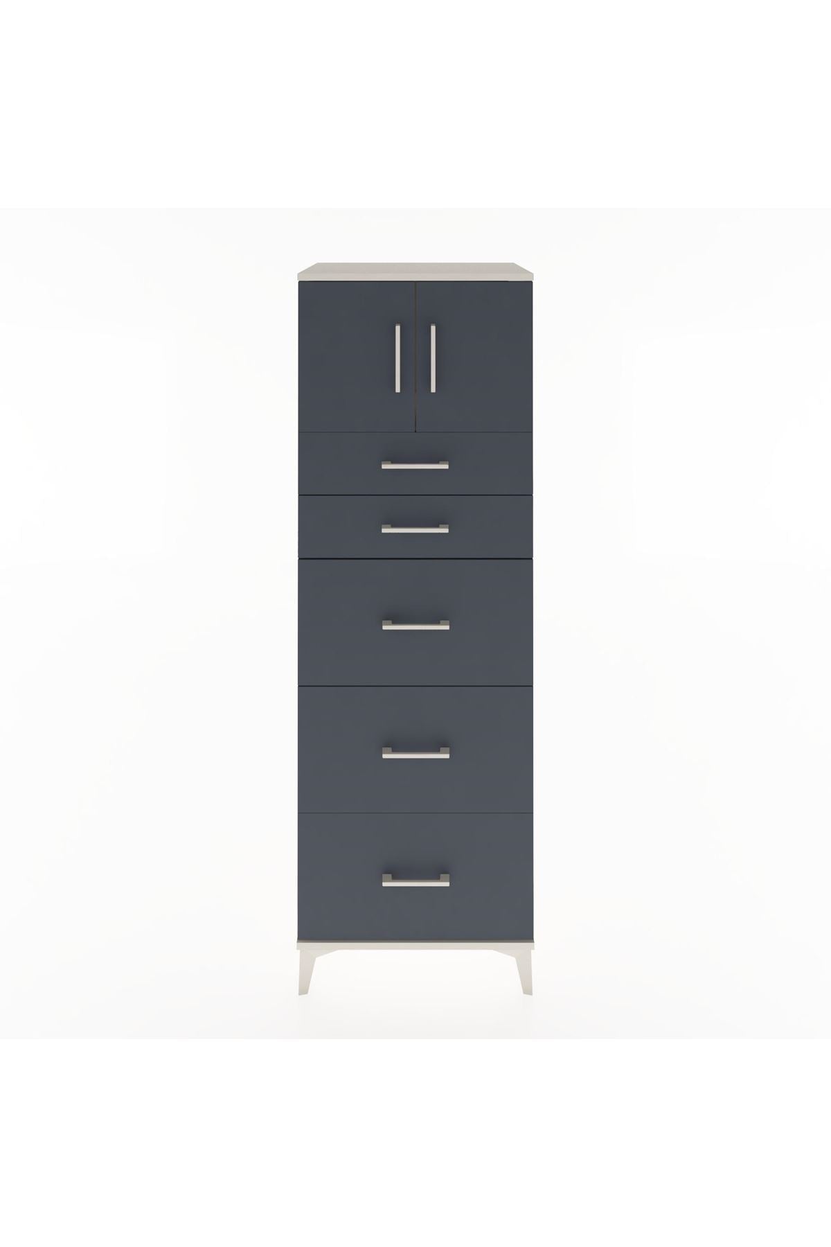 Hyperion Dolap Tek Raflı 5 Çekmeceli 2 Kapaklı 60x44x182 - S56M022V2B