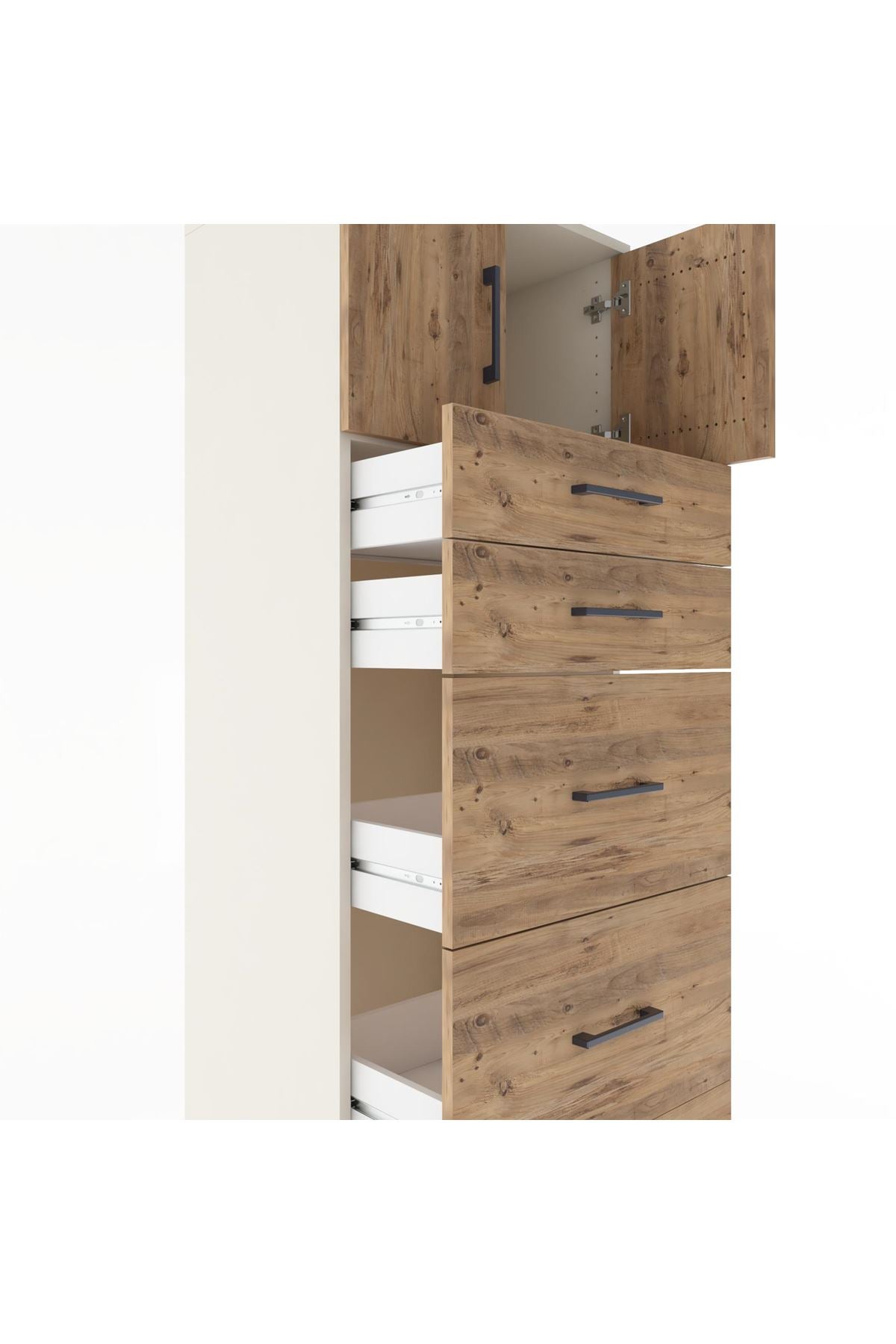 Hyperion Dolap Tek Raflı 5 Çekmeceli 2 Kapaklı 60x44x182 - S56M022V3B