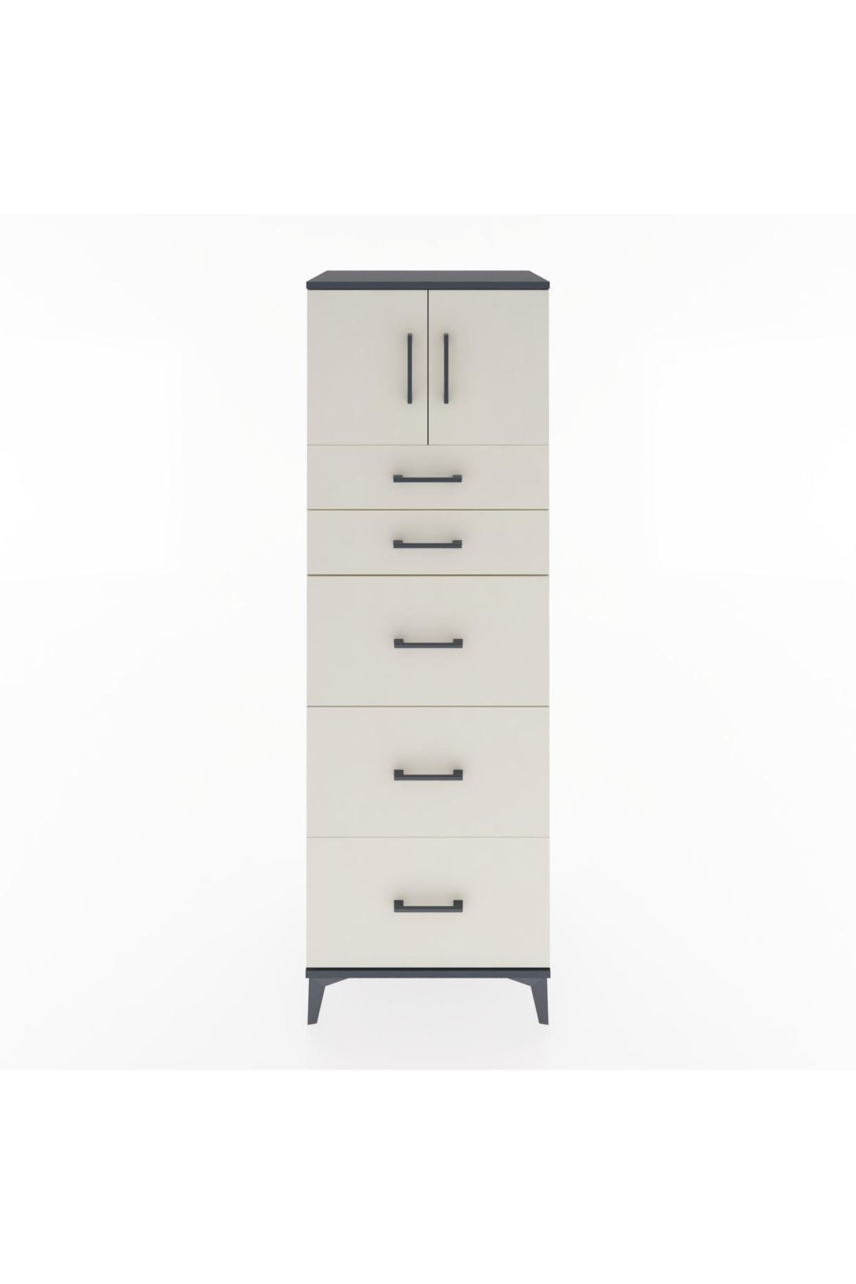 Hyperion Dolap Tek Raflı 5 Çekmeceli 2 Kapaklı 60x44x182 - S56M022V4B