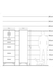 Hyperion Dolap Tek Raflı 5 Çekmeceli 2 Kapaklı 60x44x182 - S56M022V2B
