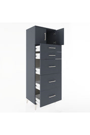 Hyperion Dolap Tek Raflı 5 Çekmeceli 2 Kapaklı 60x44x182 - S56M022V5B