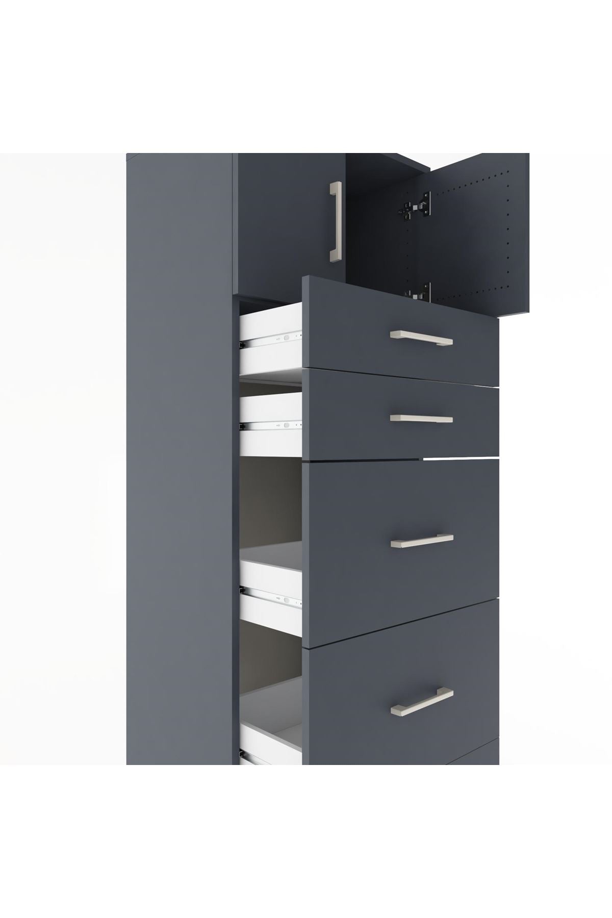 Hyperion Dolap Tek Raflı 5 Çekmeceli 2 Kapaklı 60x44x182 - S56M022V5B