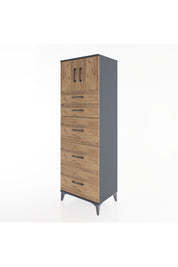 Hyperion Dolap Tek Raflı 5 Çekmeceli 2 Kapaklı 60x44x182 - S56M022V6B