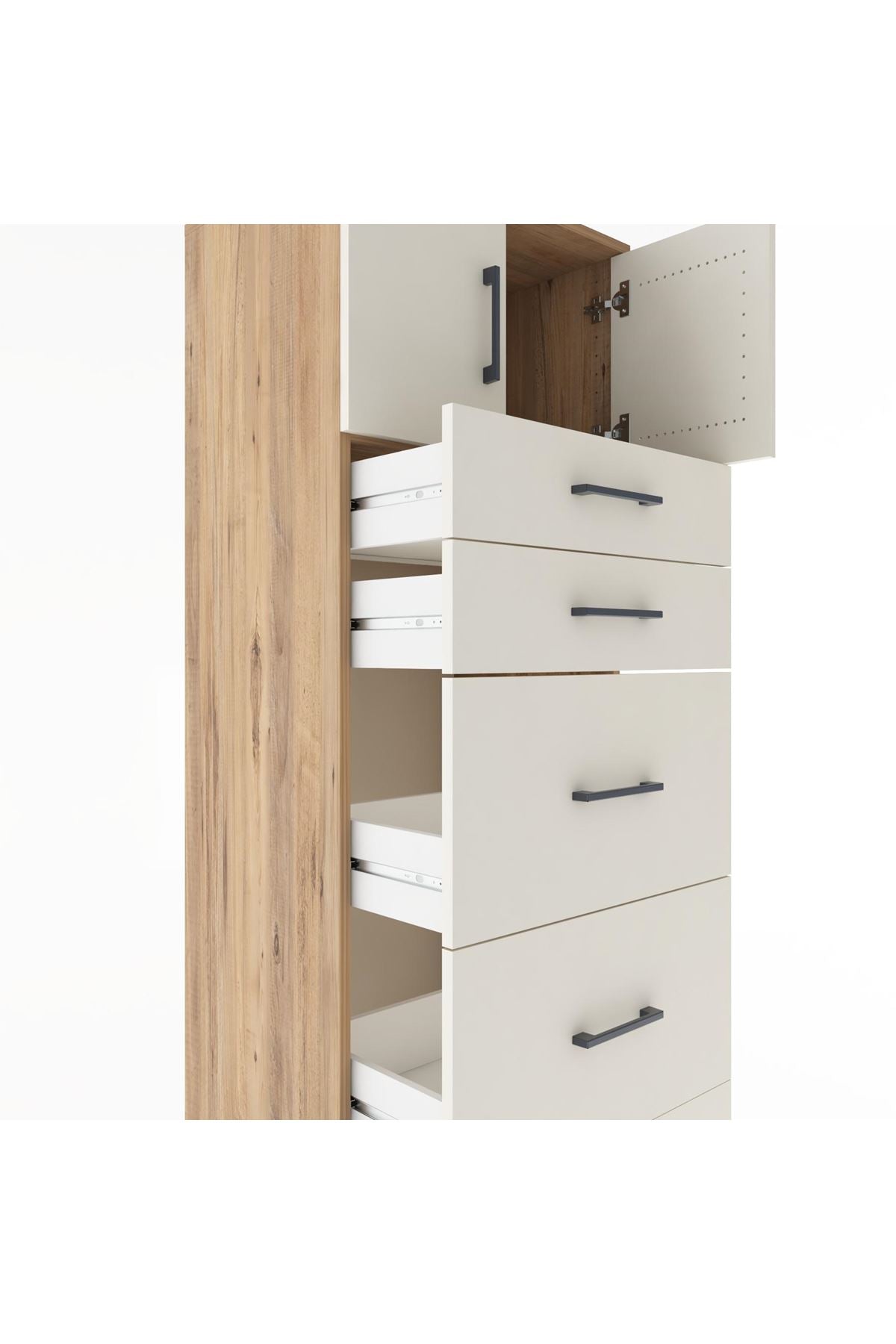 Hyperion Dolap Tek Raflı 5 Çekmeceli 2 Kapaklı 60x44x182 - S56M022V7B