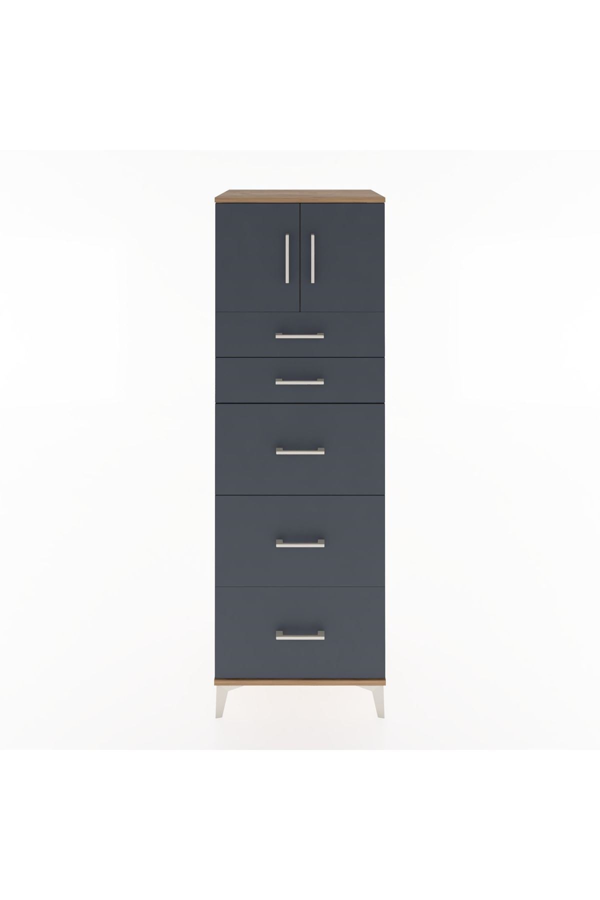 Hyperion Dolap Tek Raflı 5 Çekmeceli 2 Kapaklı 60x44x182 - S56M022V8B
