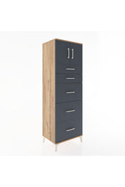 Hyperion Dolap Tek Raflı 5 Çekmeceli 2 Kapaklı 60x44x182 - S56M022V8B
