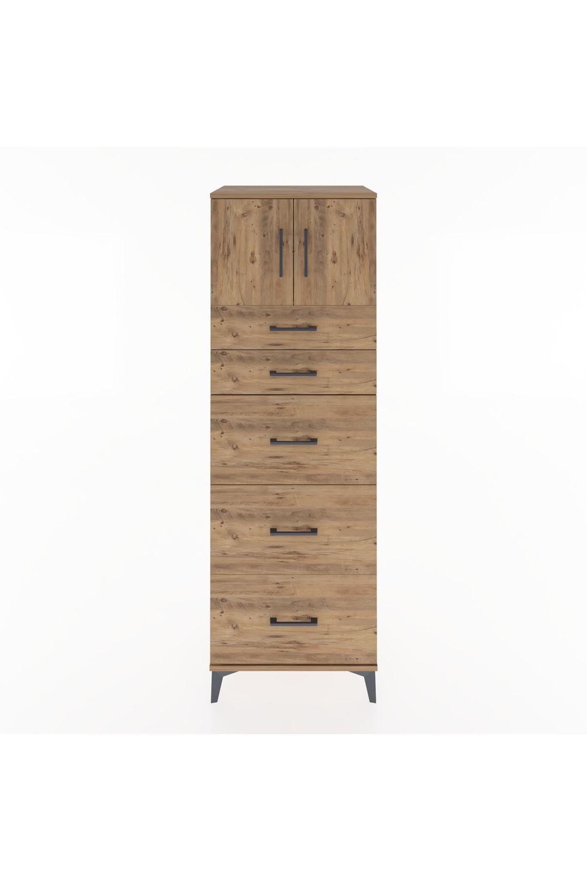 Hyperion Dolap Tek Raflı 5 Çekmeceli 2 Kapaklı 60x44x182 - S56M022V9B