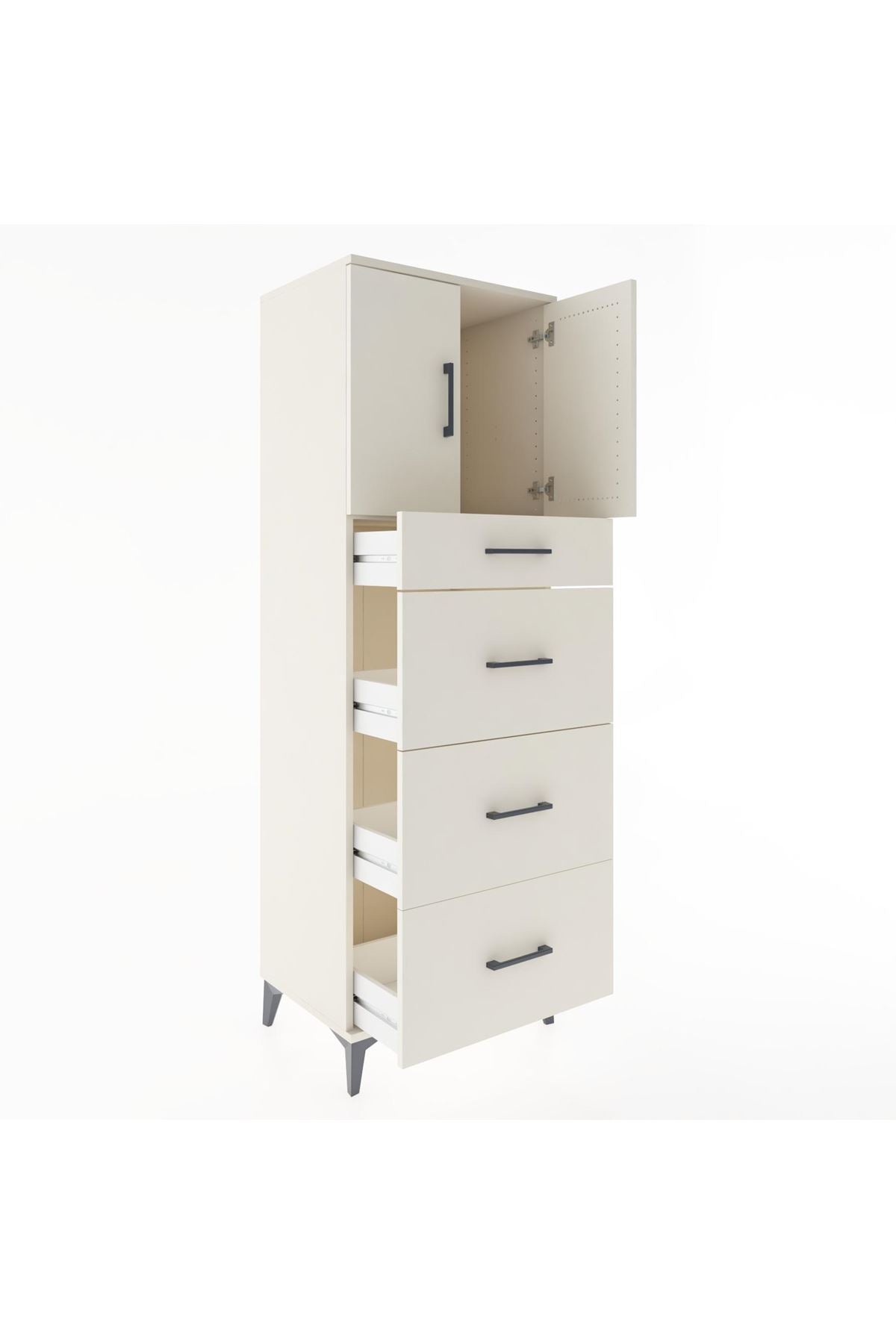 Hyperion Dolap Tek Raflı 4 Çekmeceli 2 Kapaklı 60x44x182 - S56M023V1B