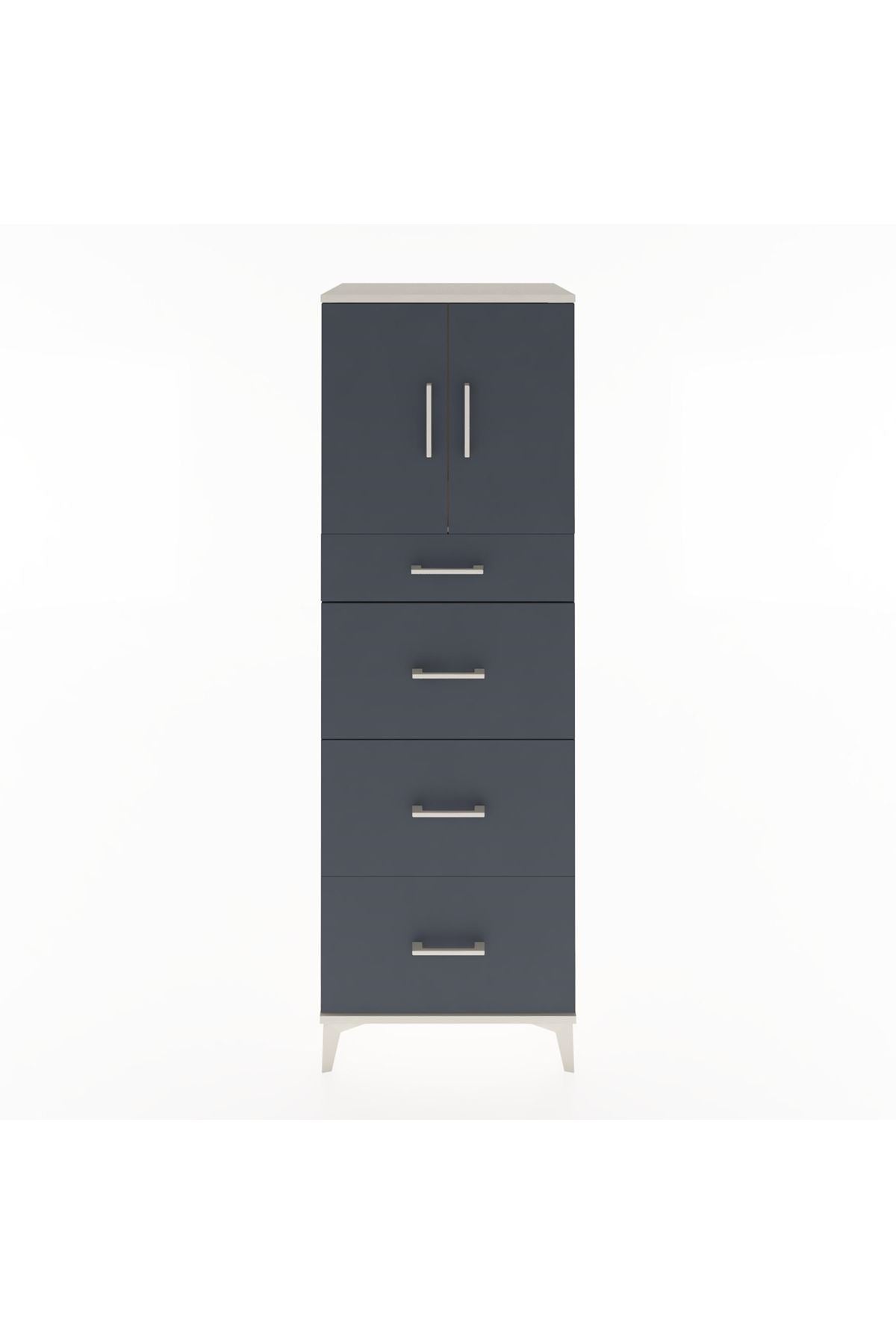 Hyperion Dolap Tek Raflı 4 Çekmeceli 2 Kapaklı 60x44x182 - S56M023V2B