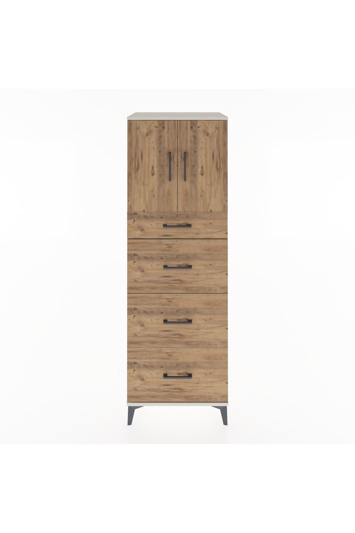 Hyperion Dolap Tek Raflı 4 Çekmeceli 2 Kapaklı 60x44x182 - S56M023V3B