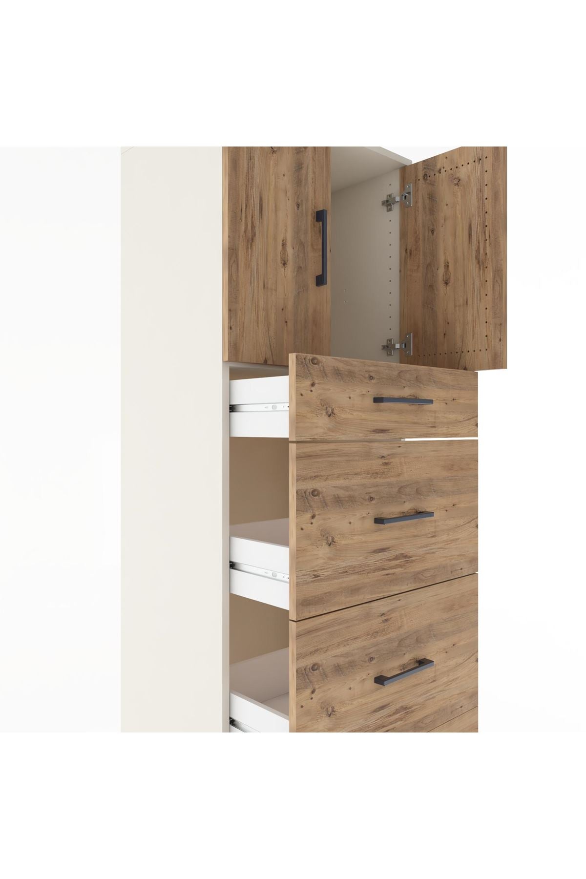 Hyperion Dolap Tek Raflı 4 Çekmeceli 2 Kapaklı 60x44x182 - S56M023V3B