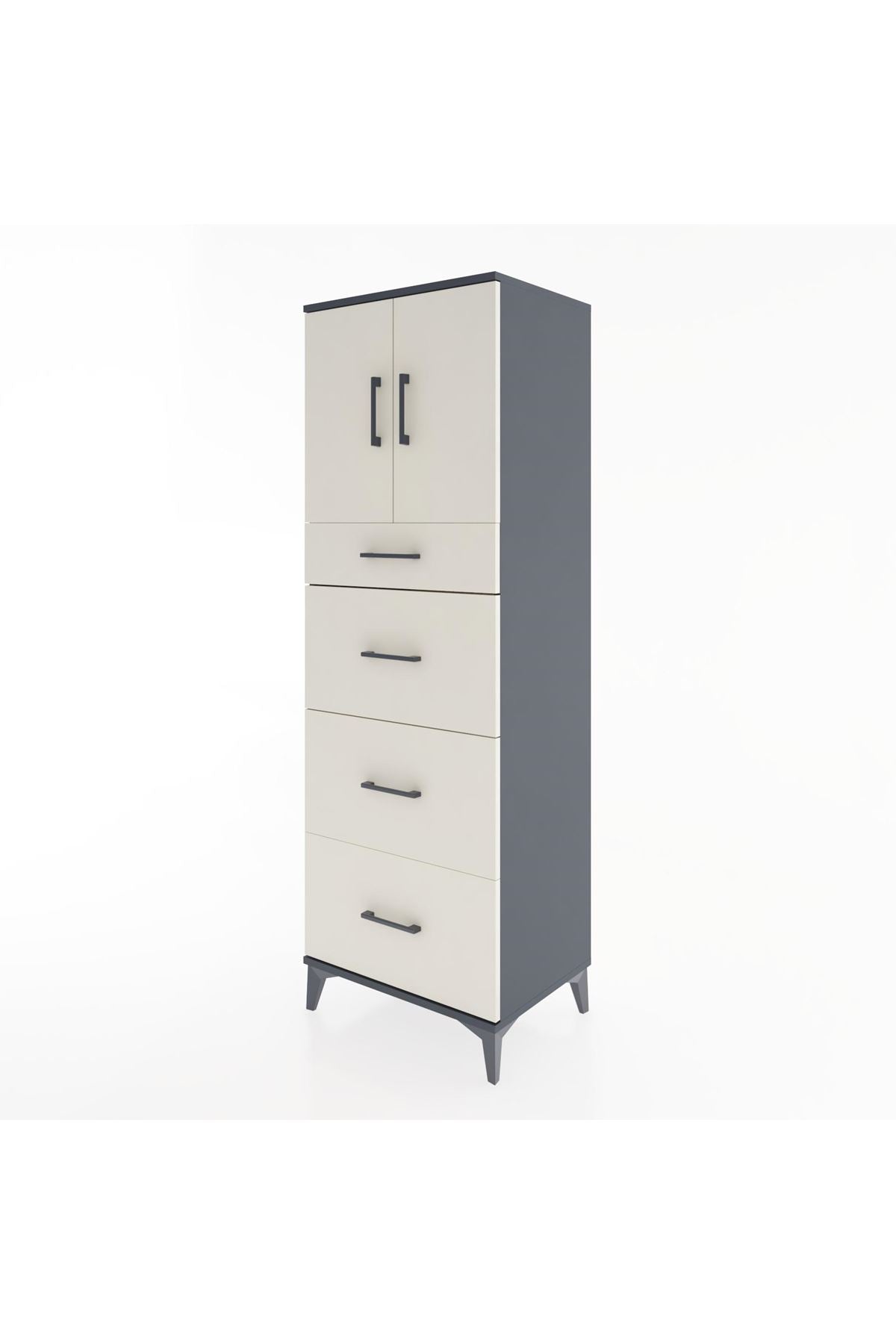 Hyperion Dolap Tek Raflı 4 Çekmeceli 2 Kapaklı 60x44x182 - S56M023V4B