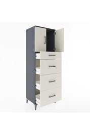 Hyperion Dolap Tek Raflı 4 Çekmeceli 2 Kapaklı 60x44x182 - S56M023V4B