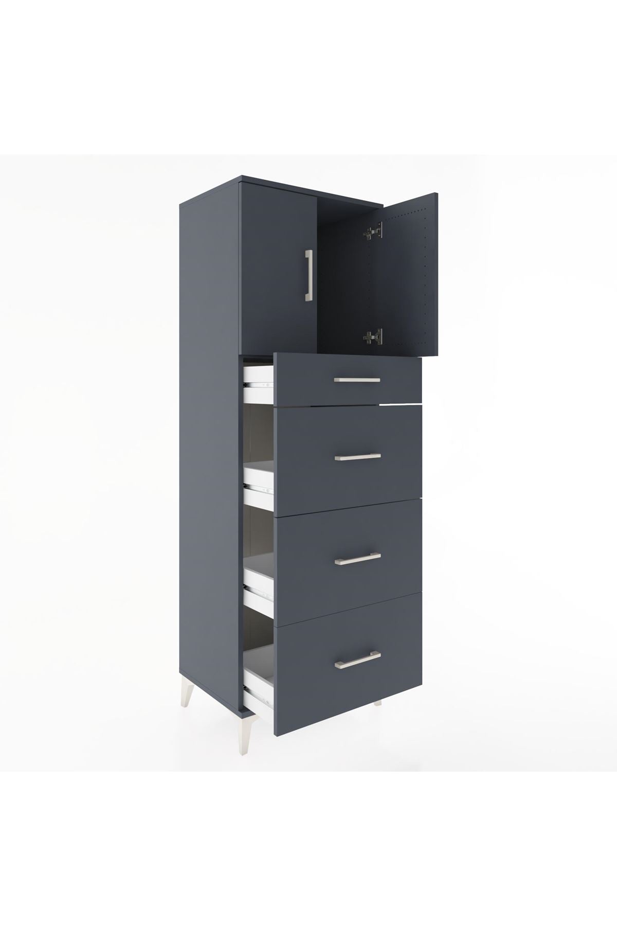 Hyperion Dolap Tek Raflı 4 Çekmeceli 2 Kapaklı 60x44x182 - S56M023V5B