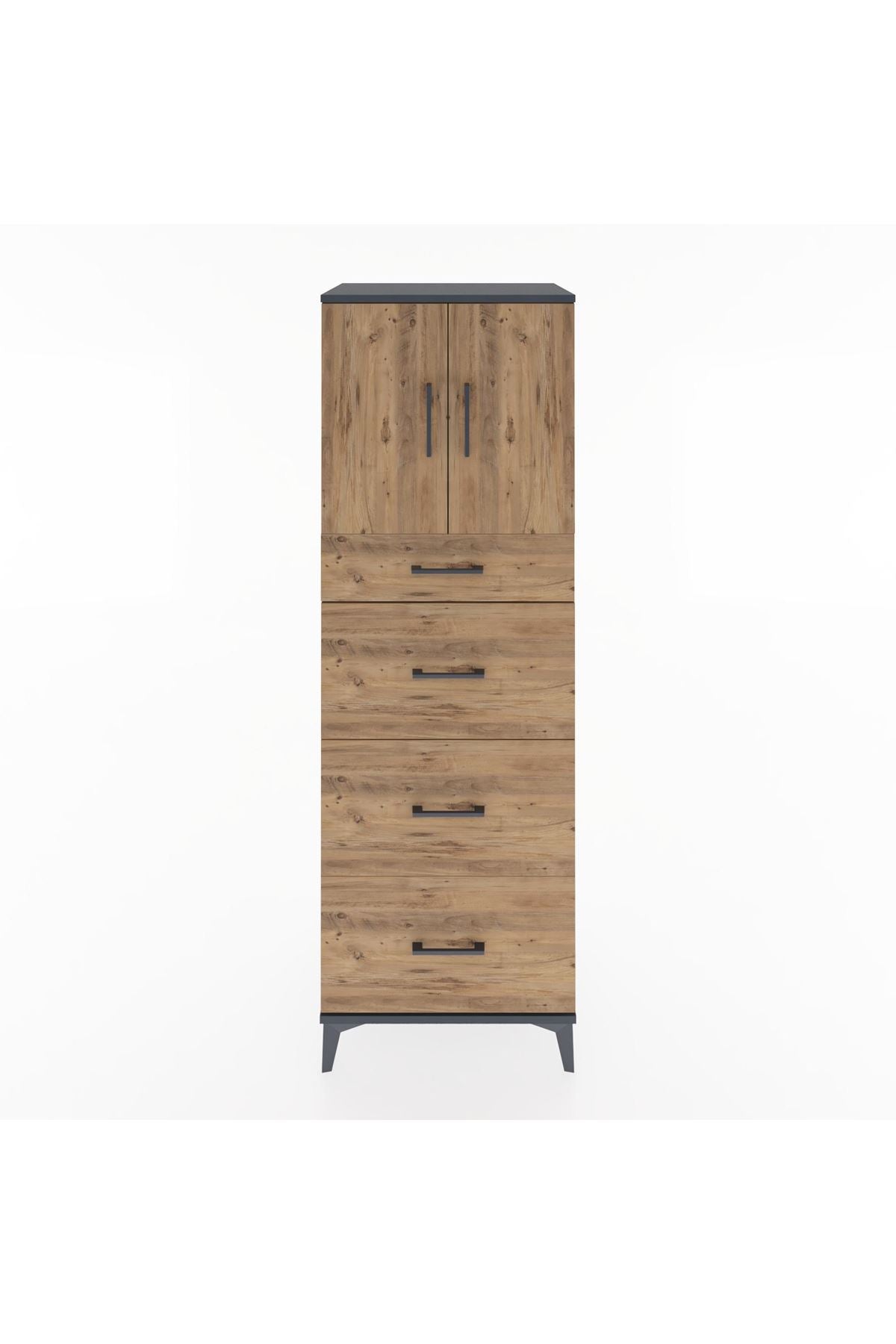 Hyperion Dolap Tek Raflı 4 Çekmeceli 2 Kapaklı 60x44x182 - S56M023V6B