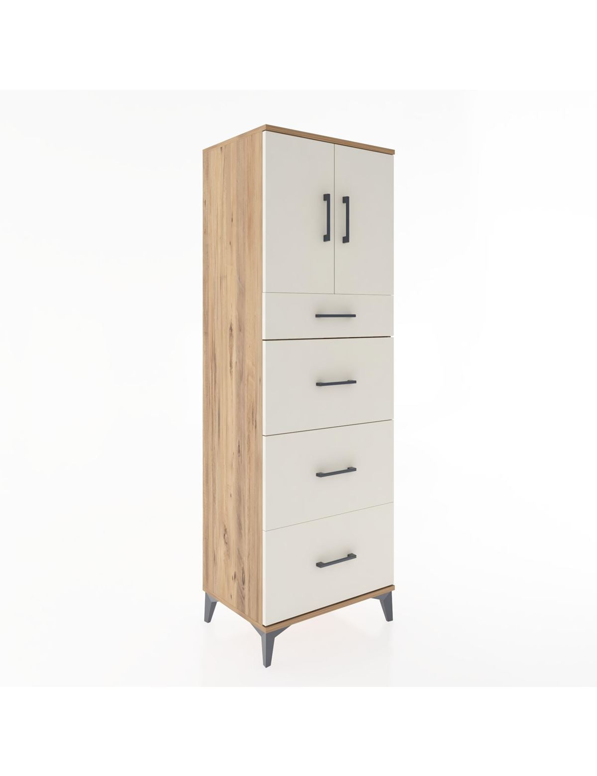 Hyperion Dolap Tek Raflı 4 Çekmeceli 2 Kapaklı 60x44x182 - S56M023V7B