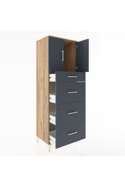 Hyperion Dolap Tek Raflı 4 Çekmeceli 2 Kapaklı 60x44x182 - S56M023V8B
