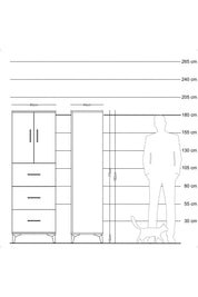 Hyperion Dolap 2 Raflı 3 Çekmeceli 2 Kapaklı 60x44x182 - S56M024V3B