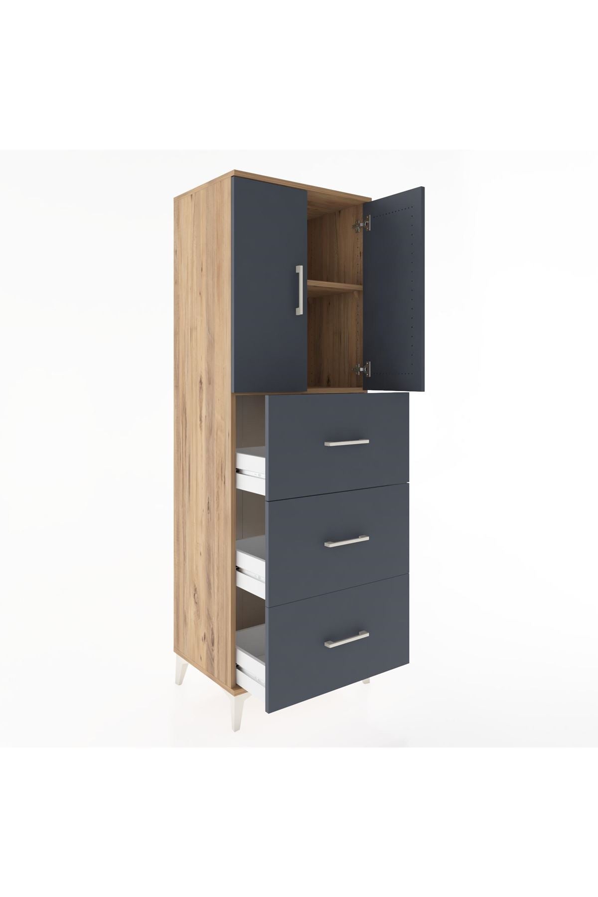 Hyperion Dolap 2 Raflı 3 Çekmeceli 2 Kapaklı 60x44x182 - S56M024V8B