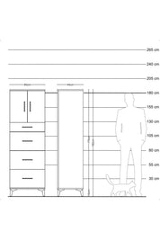 Hyperion Dolap Tek Raflı 4 Çekmeceli 2 Kapaklı 60x44x182 - S56M023V2B