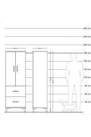 Hyperion Dolap 3 Raflı 2 Çekmeceli 2 Kapaklı 60x44x182 - S56M021V8B