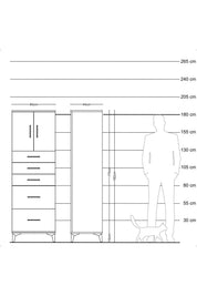 Hyperion Dolap Tek Raflı 5 Çekmeceli 2 Kapaklı 60x44x182 - S56M018V3B