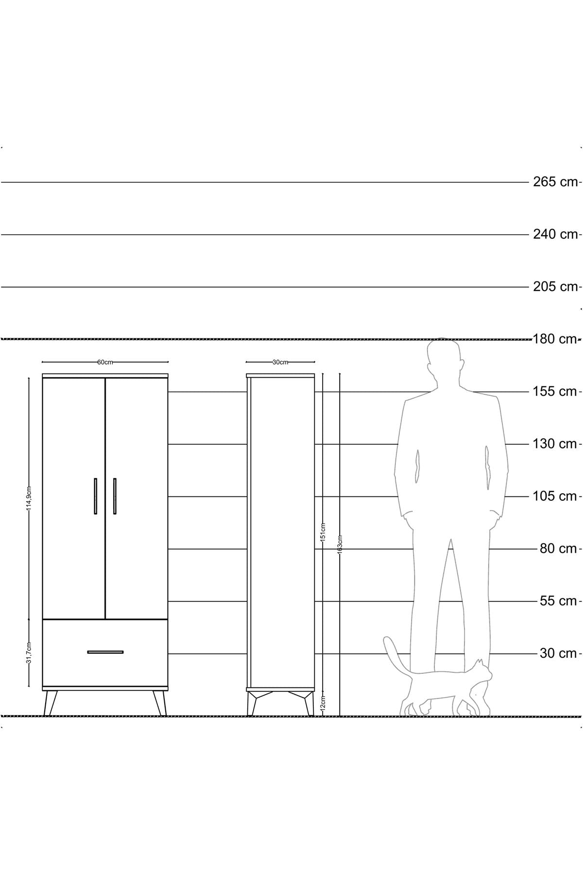 Arges Dolap 4 Raflı Tek Çekmeceli 2 Kapaklı 60x30x163 - S20M001V8A