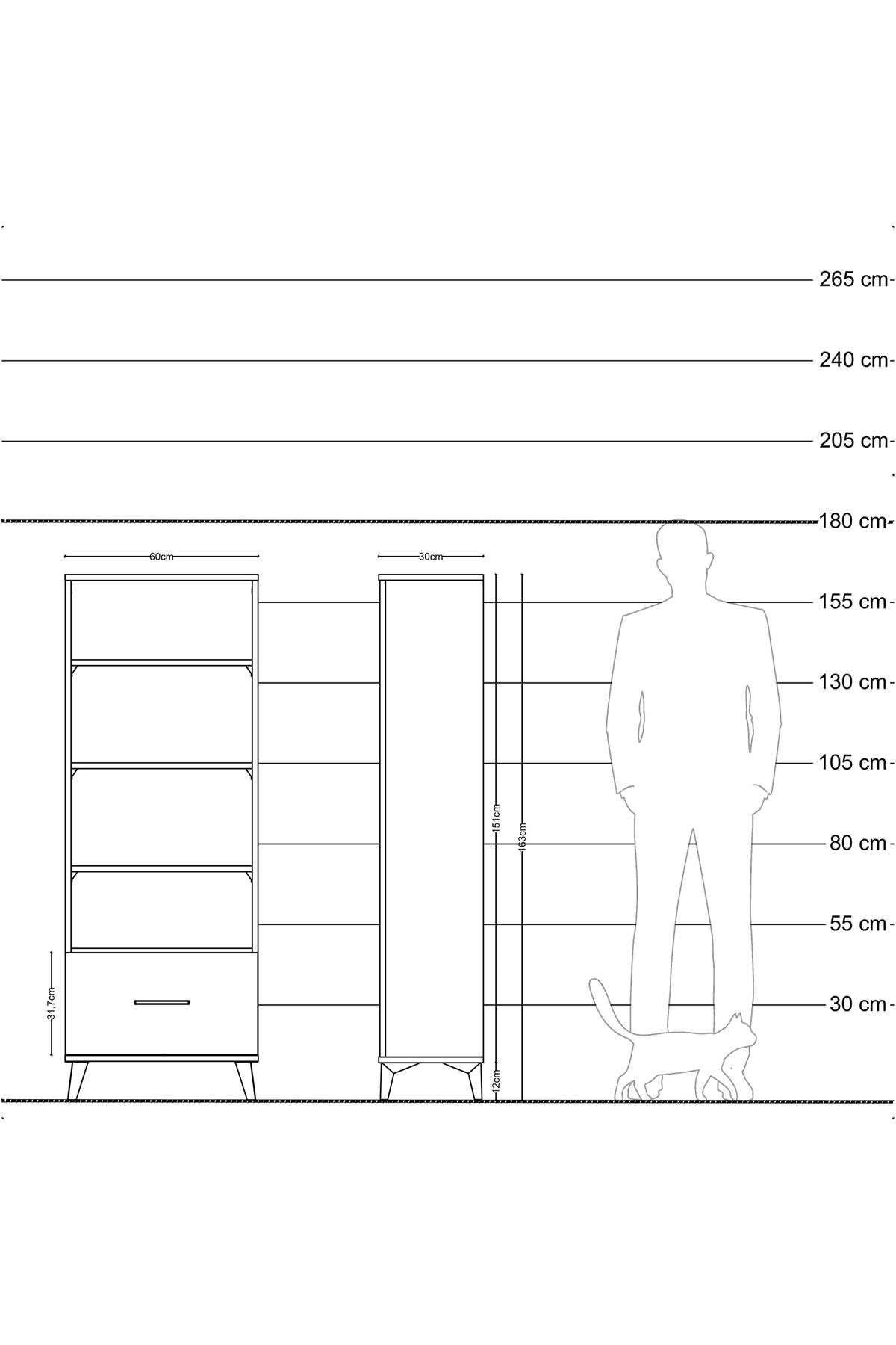 Arges Dolap 4 Raflı Tek Çekmeceli 60x30x163 - S20M002V1A