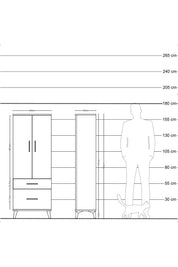 Arges Dolap 3 Raflı 2 Çekmeceli 2 Kapaklı 60x30x163 - S20M013V2A