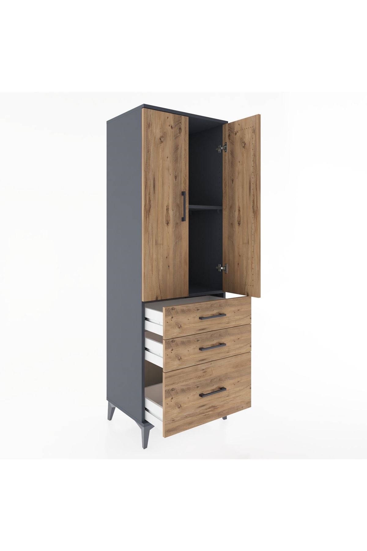 Hyperion Dolap 2 Raflı 3 Çekmeceli 2 Kapaklı 60x44x182 - S56M014V6B