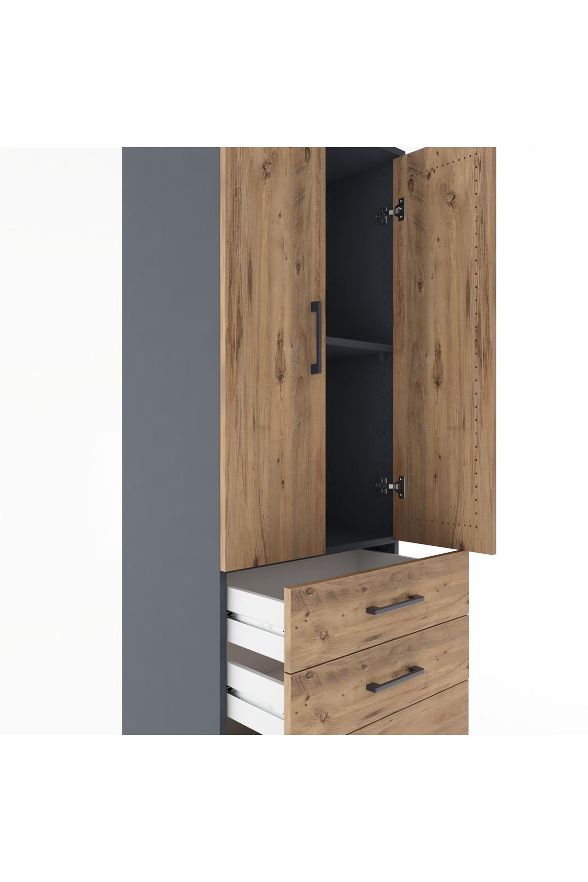 Hyperion Dolap 2 Raflı 3 Çekmeceli 2 Kapaklı 60x44x182 - S56M014V6B