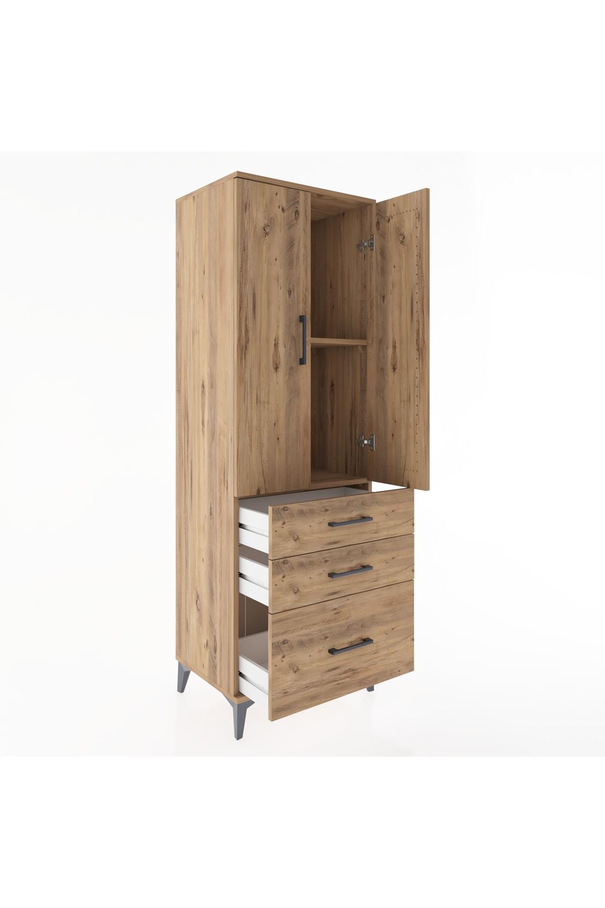 Hyperion Dolap 2 Raflı 3 Çekmeceli 2 Kapaklı 60x44x182 - S56M014V9B