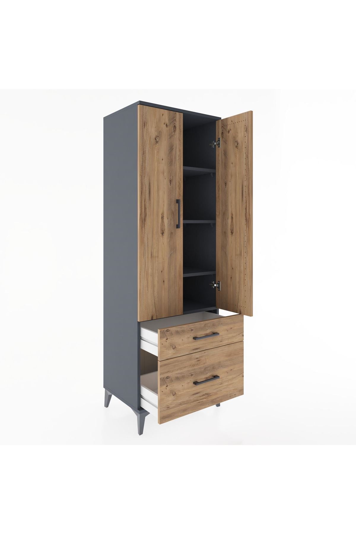 Hyperion Dolap 4 Raflı 2 Çekmeceli 2 Kapaklı 60x44x182 - S56M015V6B