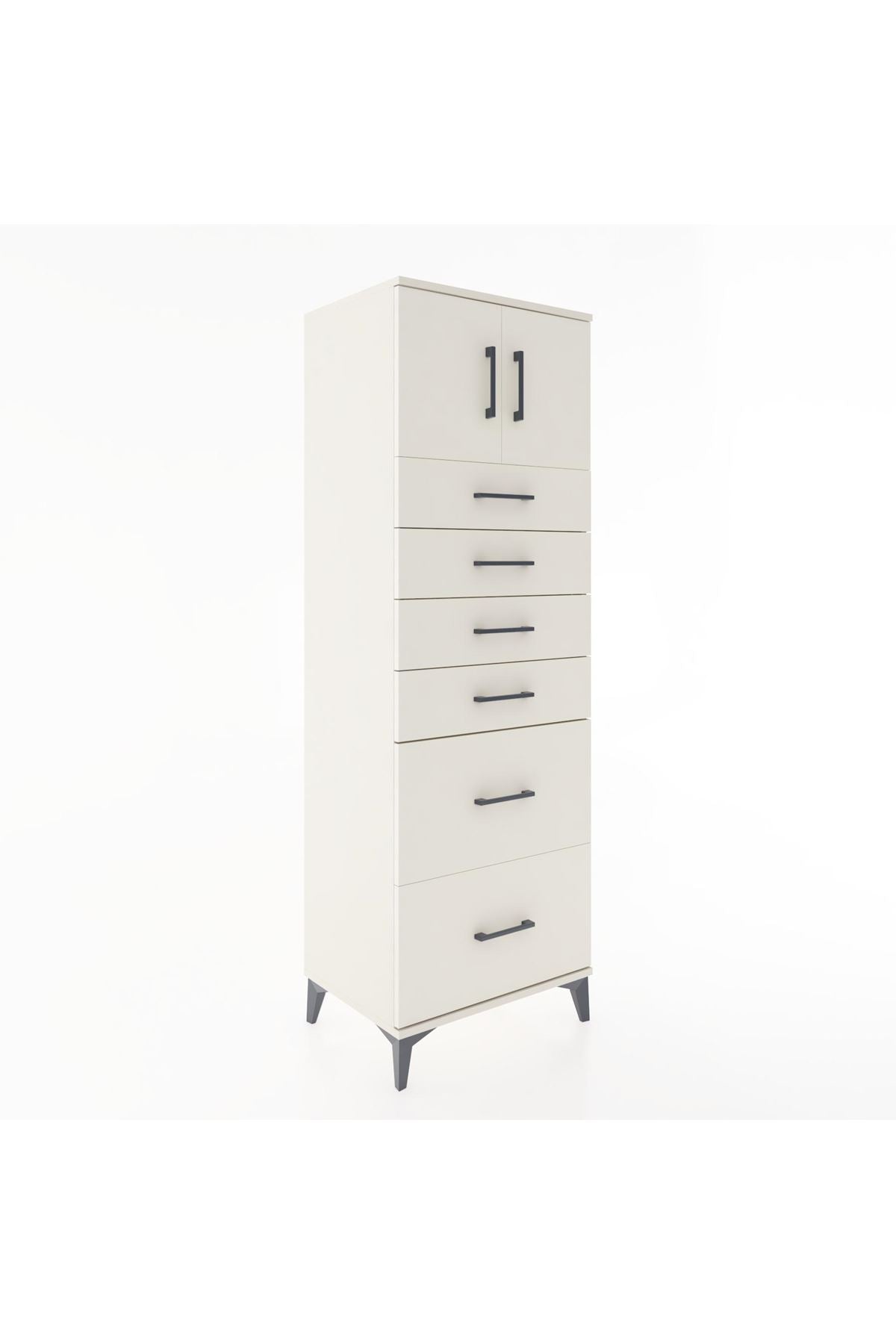 Hyperion Dolap Tek Raflı 6 Çekmeceli 2 Kapaklı 60x44x182 - S56M017V1B