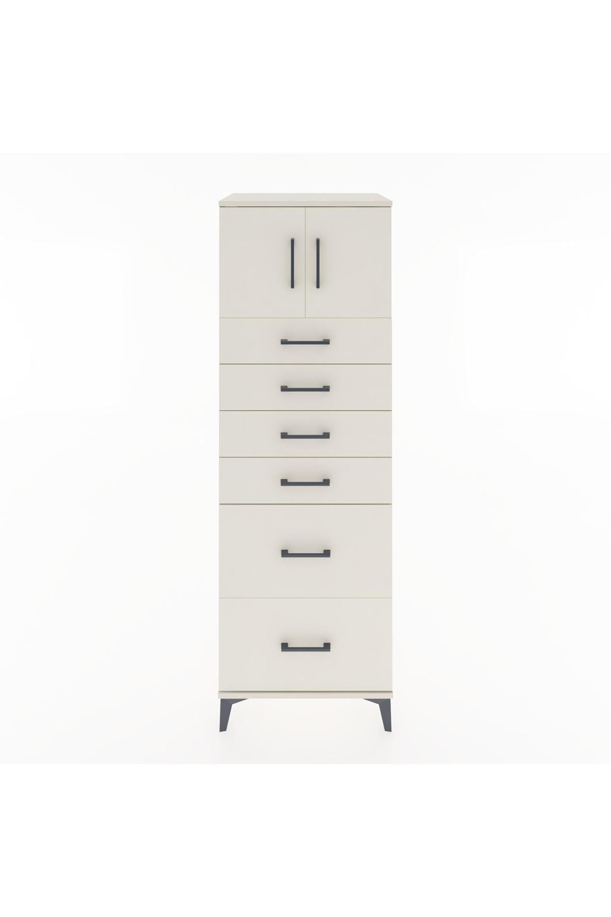 Hyperion Dolap Tek Raflı 6 Çekmeceli 2 Kapaklı 60x44x182 - S56M017V1B