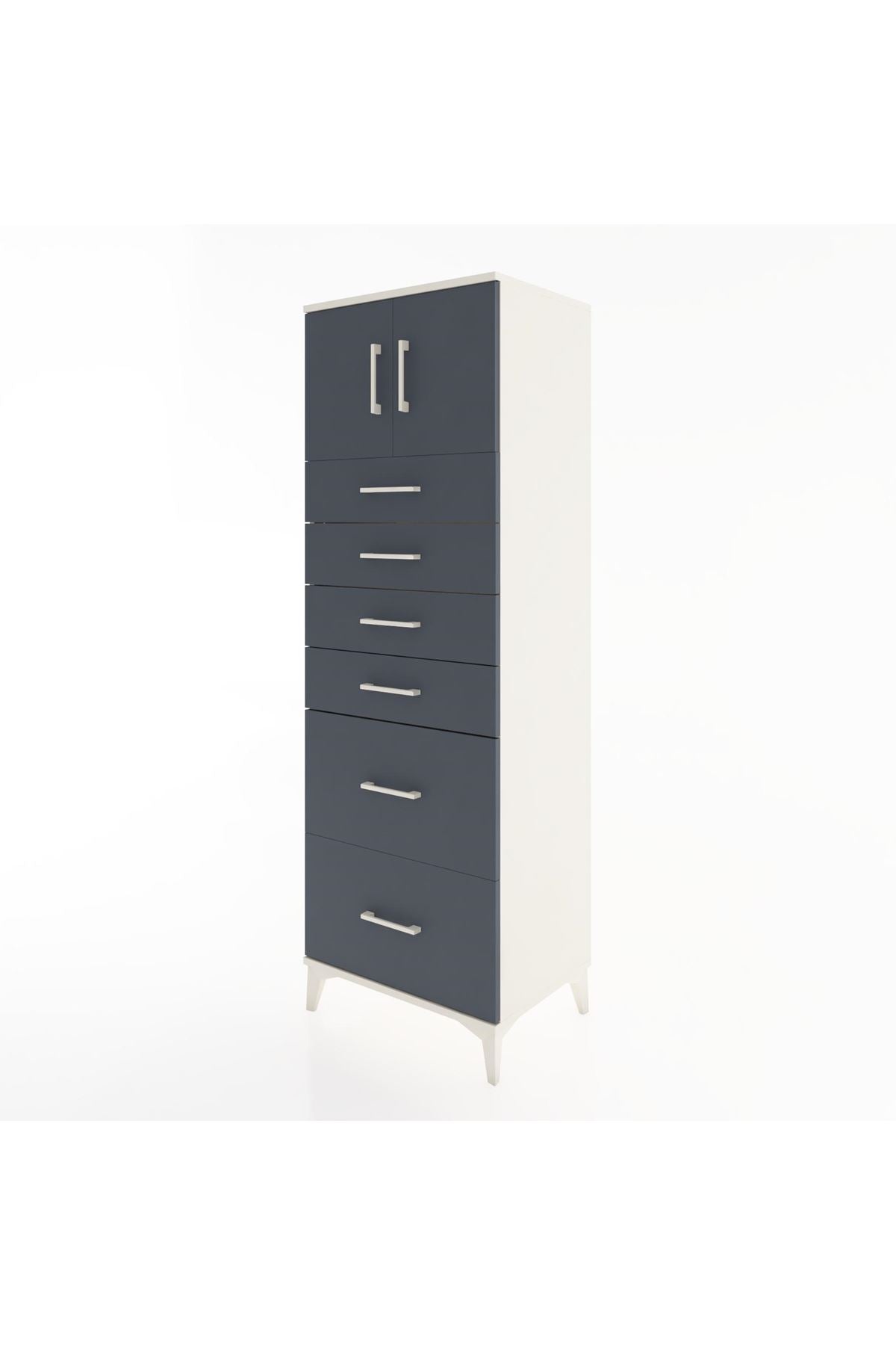 Hyperion Dolap Tek Raflı 6 Çekmeceli 2 Kapaklı 60x44x182 - S56M017V2B