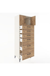 Hyperion Dolap Tek Raflı 6 Çekmeceli 2 Kapaklı 60x44x182 - S56M017V3B