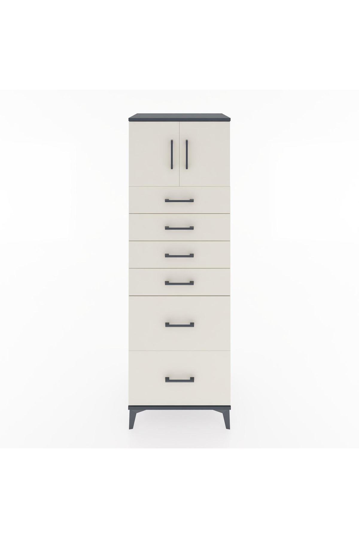 Hyperion Dolap Tek Raflı 6 Çekmeceli 2 Kapaklı 60x44x182 - S56M017V4B
