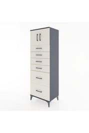 Hyperion Dolap Tek Raflı 6 Çekmeceli 2 Kapaklı 60x44x182 - S56M017V4B